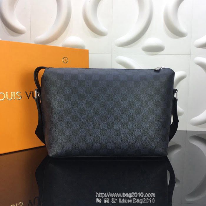 路易威登LV 頂級原單 N42416 藍格 Damier Cobalt帆布 橙色字體 橙色配皮 小號郵差包  YDH2490